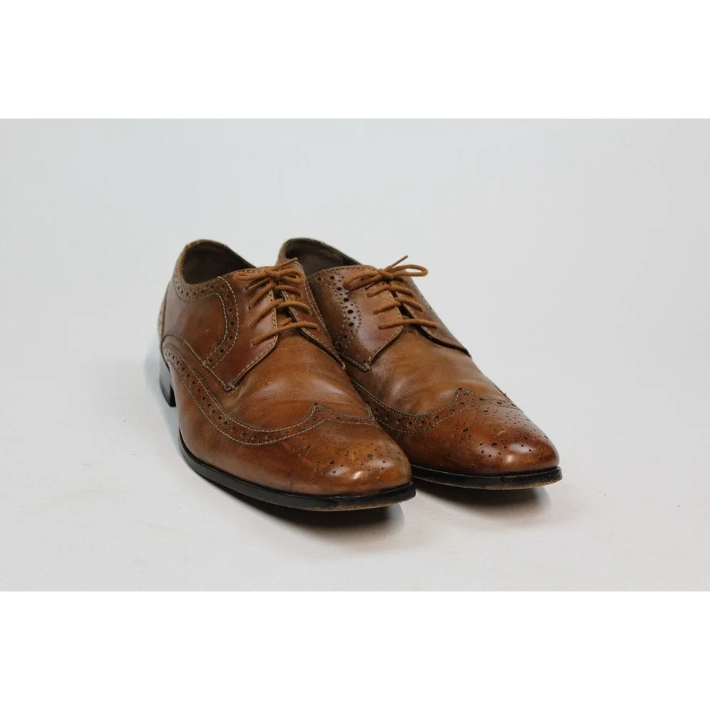 BOSTONIAN CLASSICS Men's Burgundy Leather Wing Tip Oxfords Size 10.5 B Made USA
